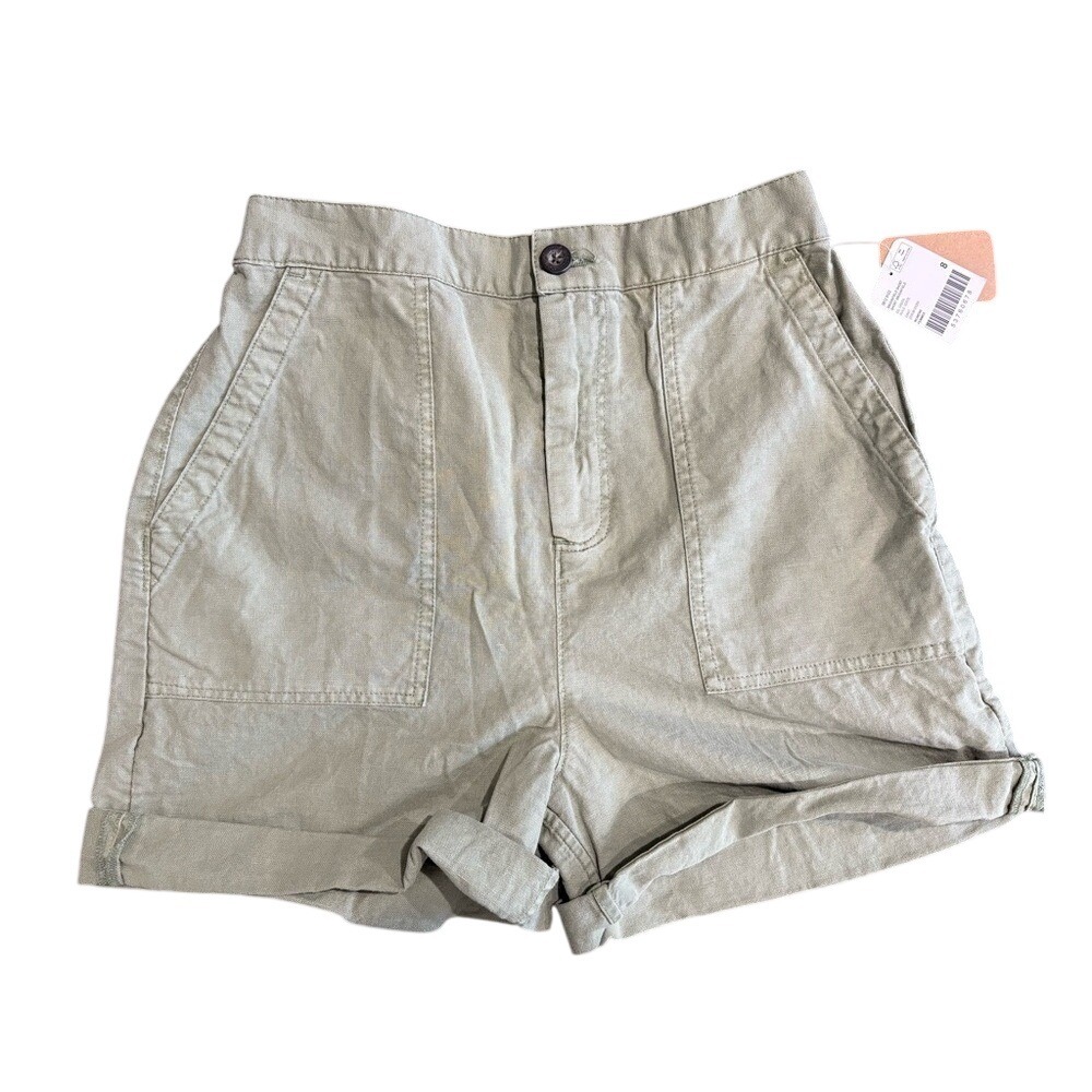 Roots High Waist Shorts in Light Sage Green